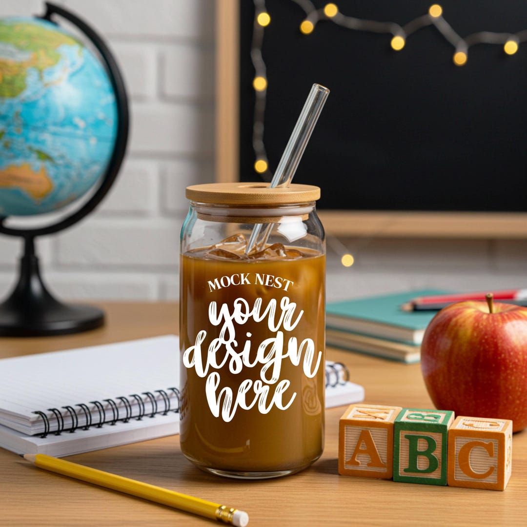 Glass Can Teacher Mockup Libbey Glass 16oz Back to School Mockup ...