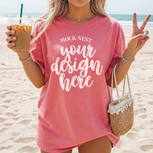 Vattenmelon C1717 Mockup Komfortfärger T-shirt Mockup Sommarmockup Strandmockup