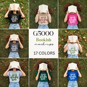 バンドル G5000 Bookish モックアップ Gildan 5000 T シャツ Academia Mocks Boho Cozy モックアップ C1717 シャツ モック リーダー ブック コテージコア