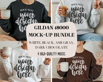 Gildan 18000 Bundle Mockup Gildan Summer Bundle Sweatshirt Mockup Sweatshirt Model Mockup Gildan Bundle 18000 Boho Mockup Bundle Black 18000