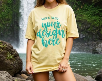 Maqueta de camiseta con colores cómodos, maqueta de camiseta con colores cómodos, maqueta de camiseta con colores de verano ...