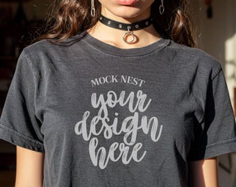 Pepper C1717 Mockup Comfort Colors T-Shirt Mockup Alt Mocks Modell Mockup C1717 Shirt Mock Goth Comfort Colors Pepper Mockup Aesthetic Mocks