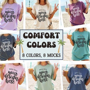 Bundle Comfort Farben 1717 Shirt Mockup CC Seafoam T-shirt Blossom 1717 Mock-up Sommer Mock Bundle c1717 Elfenbein CC Orchidee Beach Mock Gruppe