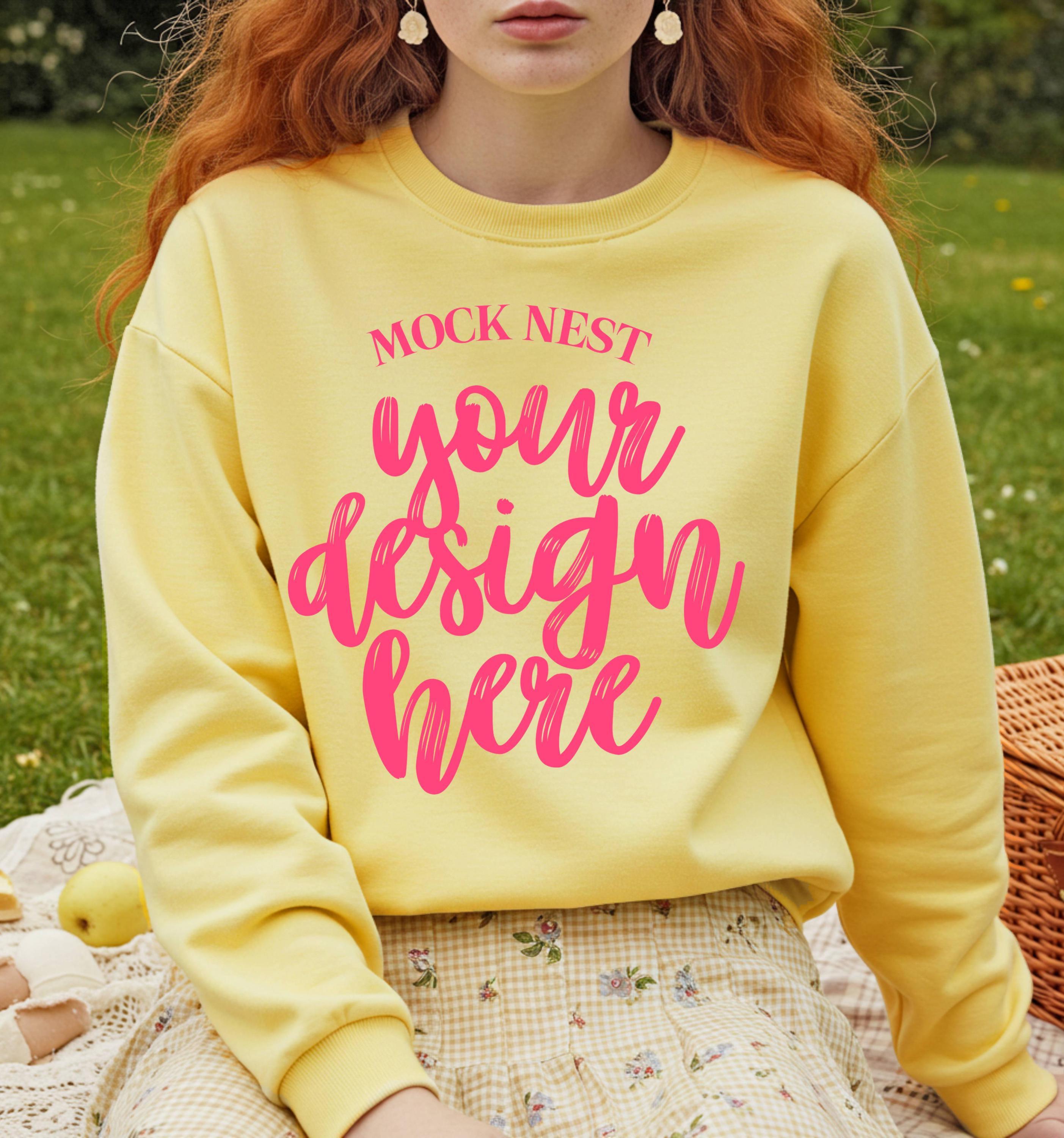 Butter Comfort Colors 1566 Sweatshirt Mockup Cottagecore Butter CC