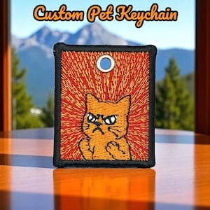 Aangepaste sleutelhanger huisdierportret – geborduurde cartoonstijl – gepersonaliseerd cadeau voor dierenliefhebbers – sleutelhanger hond kat dier met naam