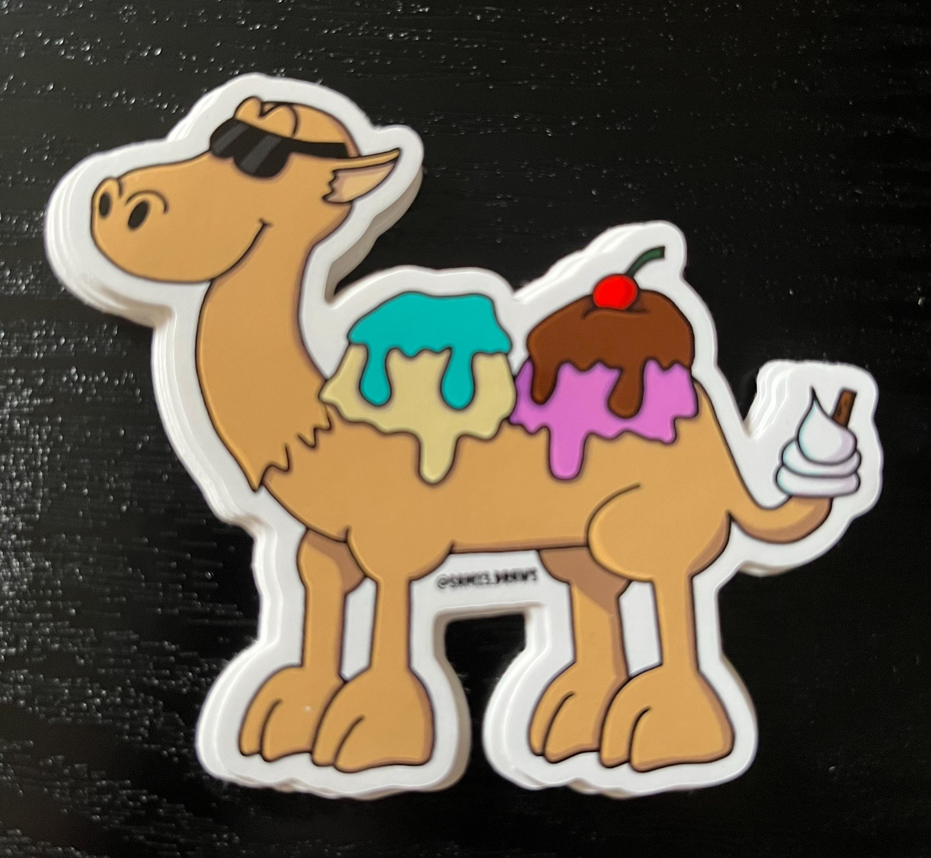 Ice Cream Camel: Vinyl Sticker | Original Art | Water Resistant Decal ...