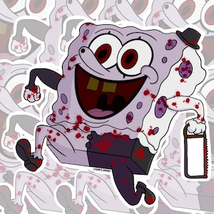 Pantalon de clown Spongeart : vinyle autocollant | Sticker vinyle personnalisé | Sticker résistant à l'eau | uvres d'art originales pour ordinateur portable, bouteille d'eau, journal et