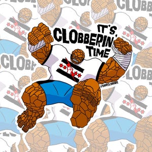 Clobberin' Time : autocollant en vinyle | Sticker vinyle personnalisé | Sticker résistant à l'eau | uvres d'art originales pour ordinateur portable, bouteille d'eau, journal et bien plus encore