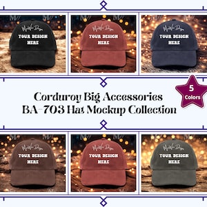 Cord Cap BA703 Mockup Bundle Kollektion, Big Accessoires 703 Hut Mockup Kollektion, Lifestyle Hut Mockup, Trendy Hut POD Produkt Mockups