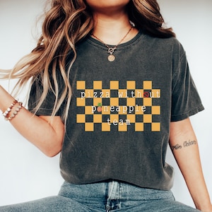 Camiseta do time Pizza Sem Abacaxi, Camiseta para amantes da comida, Presente para amantes de pizza, Roupa divertida para amantes da comida, Camiseta vintage de pizza, Camiseta engraçada para presente