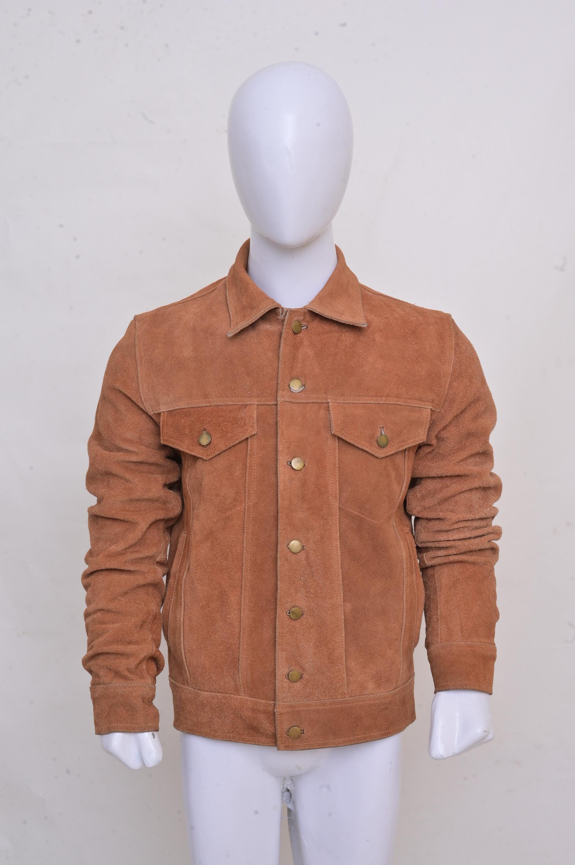 ヴィンテージブラウンスエードトラッカージャケット：ハンドメイド