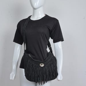 Black Suede Fringe Crossbody Bag: Handmade Boho Western Purse