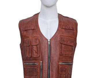 Gilet Banana Republic Vintage Années 80 - Homme S - Beige Safari Capuche - Utilitaire