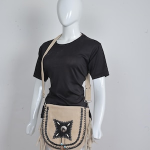 Tooled Leather Boho Crossbody Bag: Festival Hippie Purse