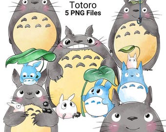 Totoro Watercolor Clipart Bundle Studio Ghibli PNG (Digital Download)