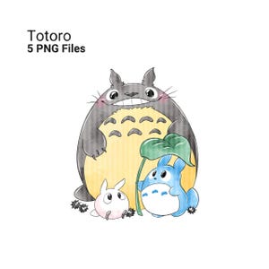 Totoro and friends watercolor clipart from Studio Ghibli anime collection ideal for fabric printing party decorations and digital craft projects