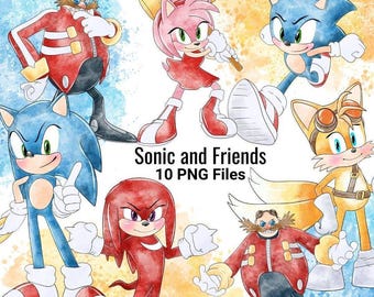 Sonic and Friends Watercolor Clipart Bundle Videogames PNG (Digital Download)