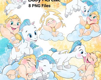 Baby Hercules Clipart PNG Bundle Watercolor Disney (Digital Download)