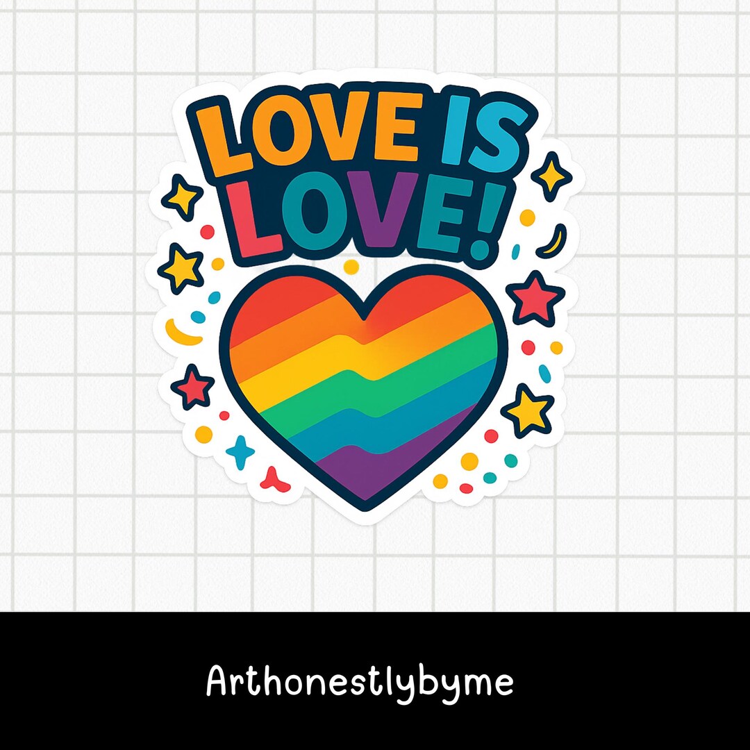 Love is love Rainbow Heart Sticker PNG Pride Digital Download Kawaii ...