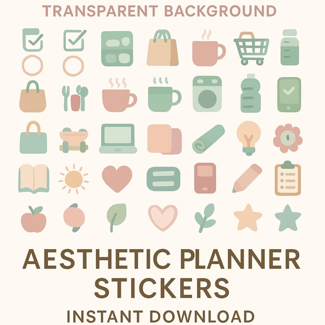 Clean Look Sticker Clean Digital Stickers Minimal Neutral Planner Stickers Soft Life iPad ...