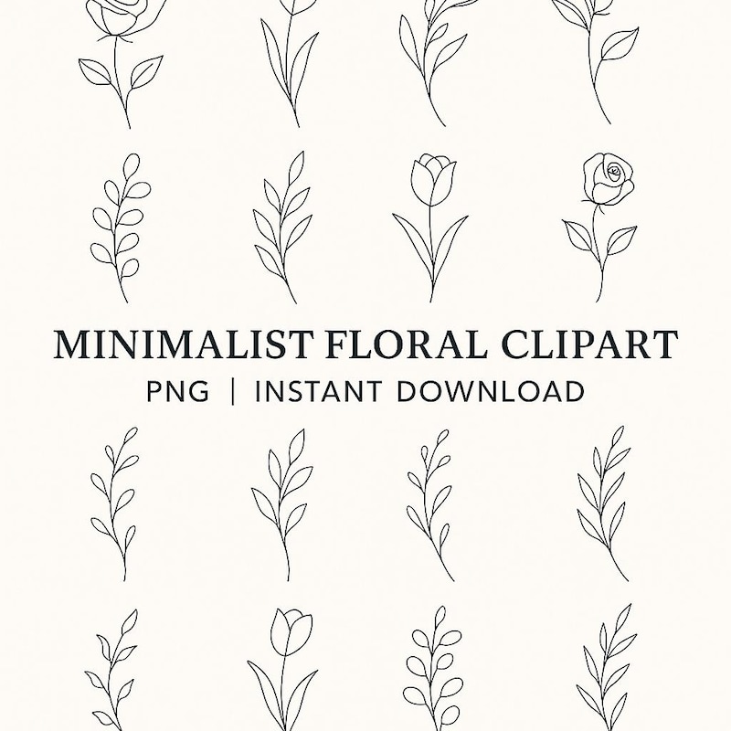 White Line Flower Sticker - Etsy UK