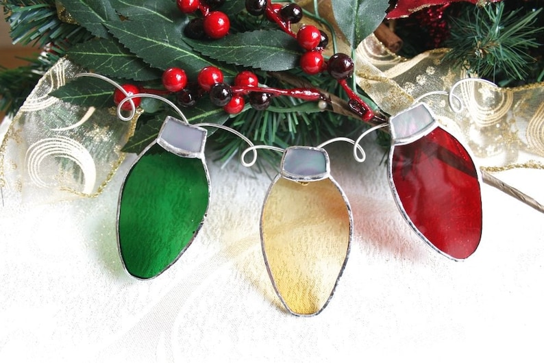 Christmas Stained Glass Fairy Lights Window Suncatcher Etsy