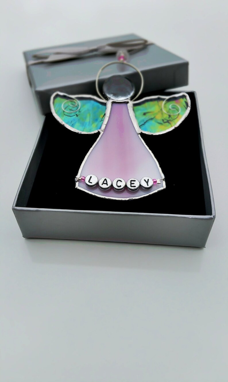 Personalised New Baby Girl Angel Stained Glass Suncatcher Etsy