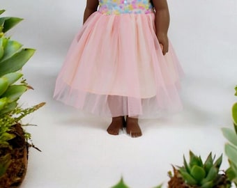 Peach sparkle Puppenkleid | Handgemachte 18 Zoll American Girl Puppenkleidung | Geschenk für Mädchen