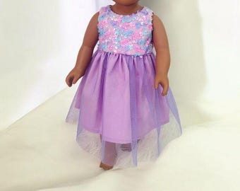 Lavender Sparkle Doll Dress Handmade 18 Inch American Girl Doll Clothes