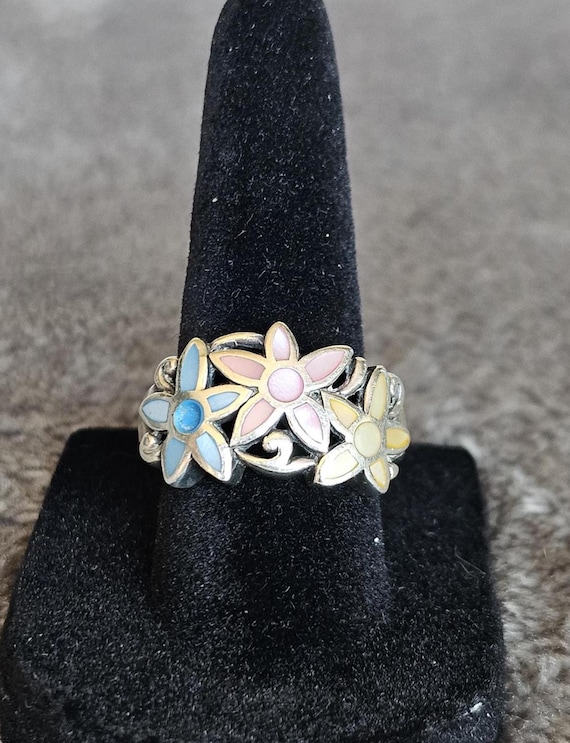 Size 7 1/2 Multi-Colored Sterling Silver Rings-Va… - image 1
