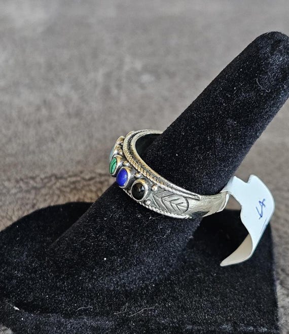 Size 7 1/2 Multi-Colored Sterling Silver Rings-Va… - image 5