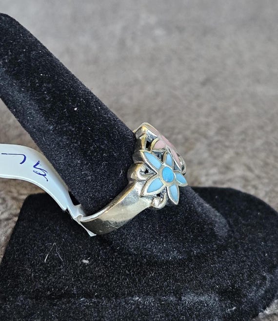 Size 7 1/2 Multi-Colored Sterling Silver Rings-Va… - image 3