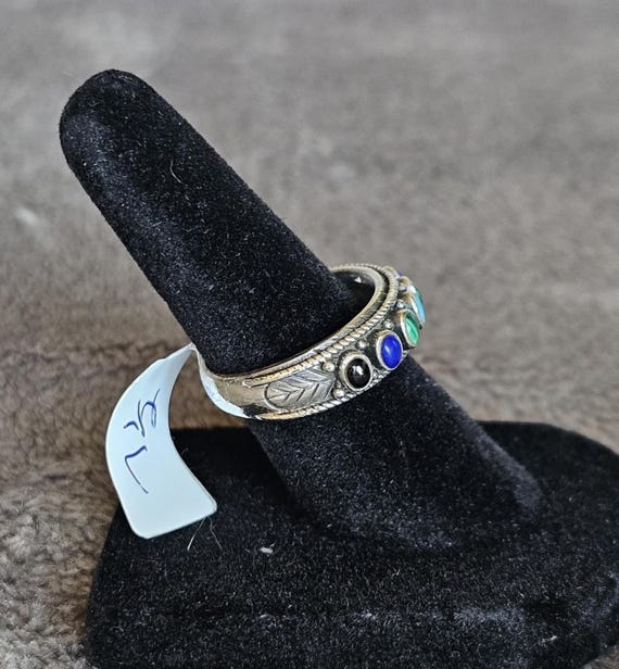 Size 7 1/2 Multi-Colored Sterling Silver Rings-Va… - image 6