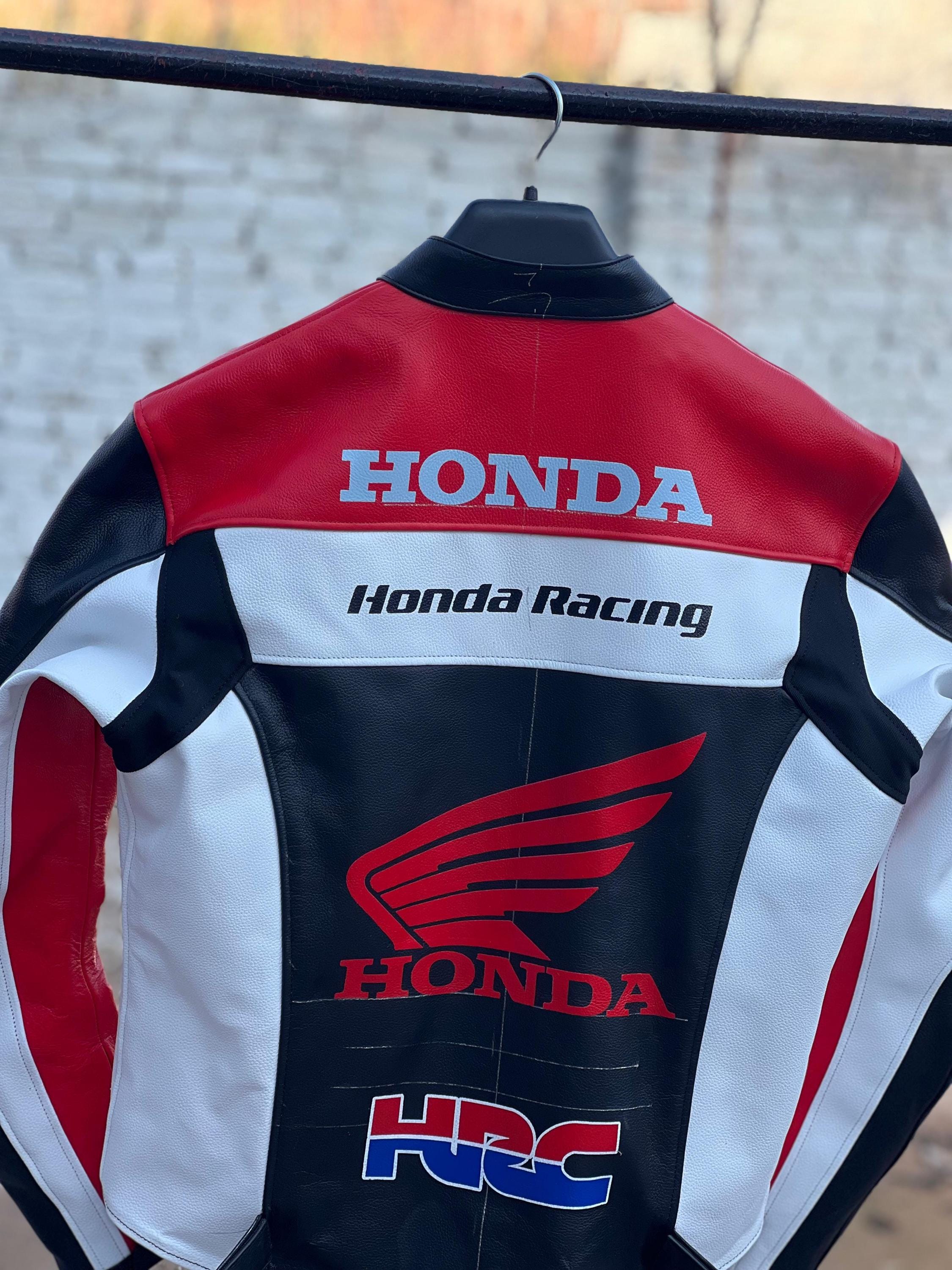 Honda New HRC Handmade Leather Racing Jacket Armor Protected CE ...
