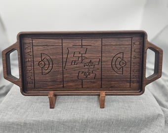 Engraved Lacrosse Field Tray – 17"x7" Personalized Wooden Serving & Display Tray