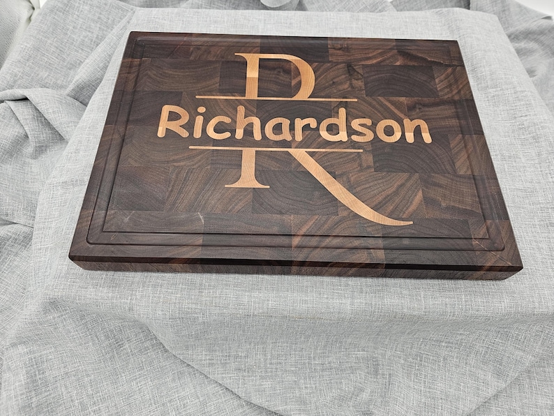 Personalized End Grain Cutting Board: Custom Monogram, Hard Maple ...
