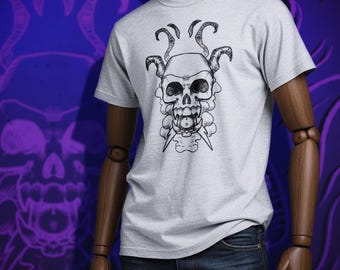 Camiseta con tatuaje gráfico de calavera / Camiseta de arte cómico gótico / Camiseta de calle oscura / BOOPMode