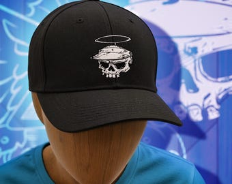 Gorra de papá con bordado de calavera de Abigale / Gorra de cómic / Ropa urbana de arte pop gótico / BOOPMode
