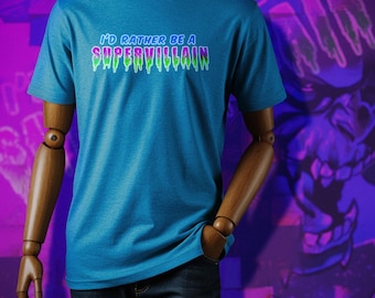 Camiseta "Prefiero ser un supervillano" / Camiseta con estampado de cómic / Camiseta urbana de villano / BOOPMode