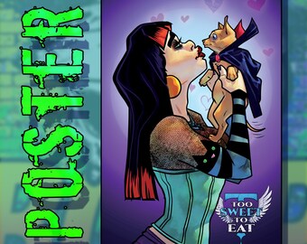 Póster de cómic de Abigale y Vlad (11 x 17 cm) / Impresión de pared de arte pop de terror / BOOPMode