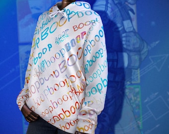 Sudadera con capucha y estampado integral BOOP / Sudadera de moda de cómic / Sudadera con capucha de estilo urbano pop art / BOOPMode