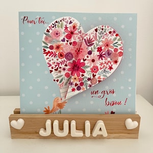Portanombres personalizado de madera y Jesmonite – Regalo hecho a mano – Decoración con nombre – Idea de nacimiento o cumpleaños