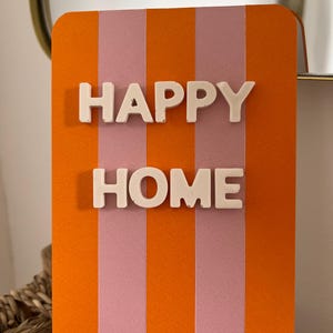 Carte « HAPPY HOME » – Fait main – Message en jesmonite blanche – Idée cadeau crémaillère – Déco maison – Format 10x15 cm