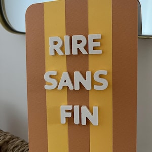 Carte « rire sans fin » – Message en jesmonite blanche – Carte artisanale joyeuse – Cadeau amitié ou bonne humeur – Fait main – Format 10x15