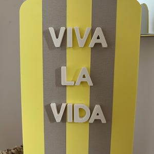 Carte « VIVA LA VIDA » – Message en jesmonite blanche – Carte artisanale colorée – Joie de vivre – Idée cadeau positive – Format 10x15 cm