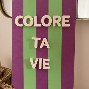 Carte « colore ta vie » – Message en jesmonite blanche – Carte artisanale colorée – Message positif – Idée cadeau fait main – Format 10x15 c