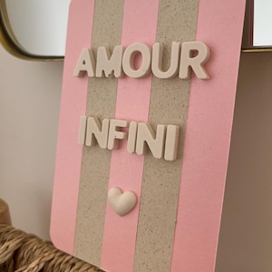 Carte « amour infini » – Message en jesmonite blanche – Carte artisanale d’amour éternel – Idée cadeau romantique ou symbolique – Fait main