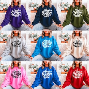 Gildan 18000 Mockup Bundle, Sweatshirt Crewneck Mockup Bundle Print On Demand, Apparel Mockup Bundle, Gildan Mockup Bundle Instant Download