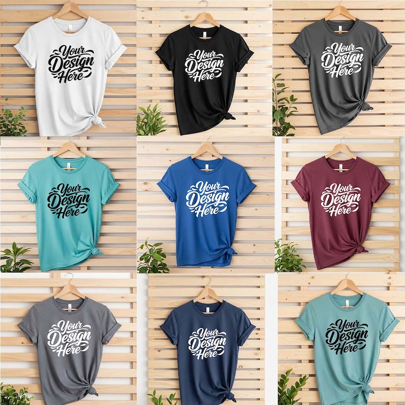 50+ Bella Canvas 3001 Tshirt Flat Lay Mockup Bundle | BC 3001 T-Shirt Flatlay Mock-up Bundle | Real Product | Minimal Simple Background image 4