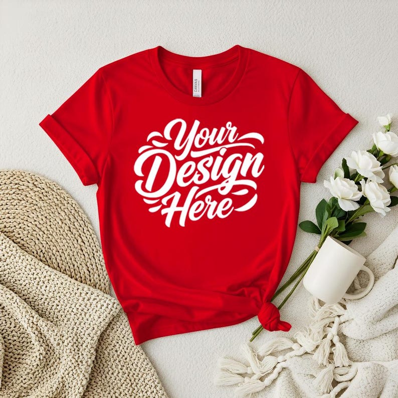 50+ Bella Canvas 3001 Tshirt Flat Lay Mockup Bundle | BC 3001 T-Shirt Flatlay Mock-up Bundle | Real Product | Minimal Simple Background image 12